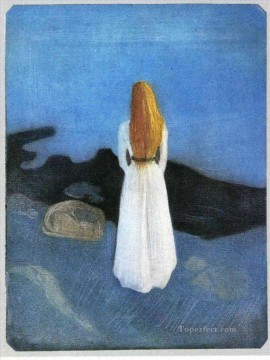 Expresionismo Painting - Mujer joven en la orilla 1896 Edvard Munch Expresionismo